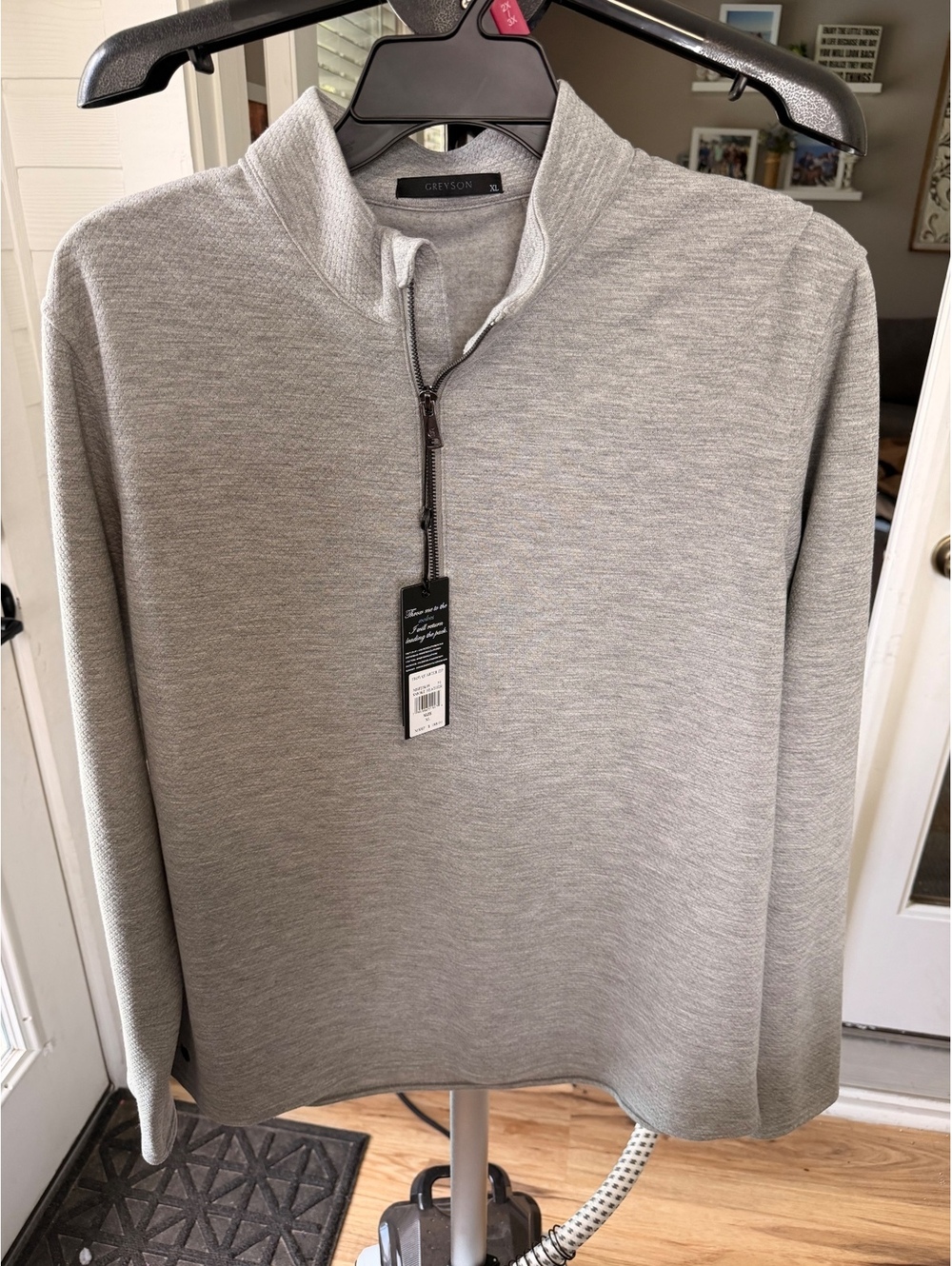 Greyson light gray quarter-zip pullover
